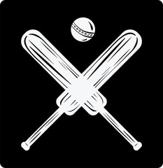 Crossed cricket bats and ball are showing in line-art vector with woodgrain on transparent backdrop © vectorfusionart