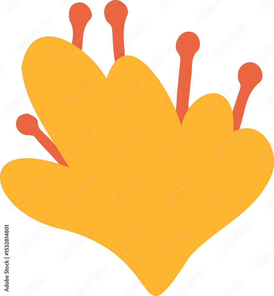 Poster abstract yellow shape is floating on transparent background in flat design, showing orange rods