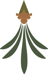 Foliage flourish is fanning on transparent background with flat vector olive leaves and brown motif