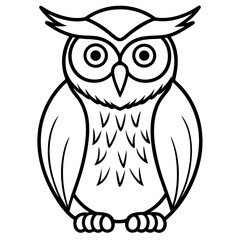 Owl Outline line art vector