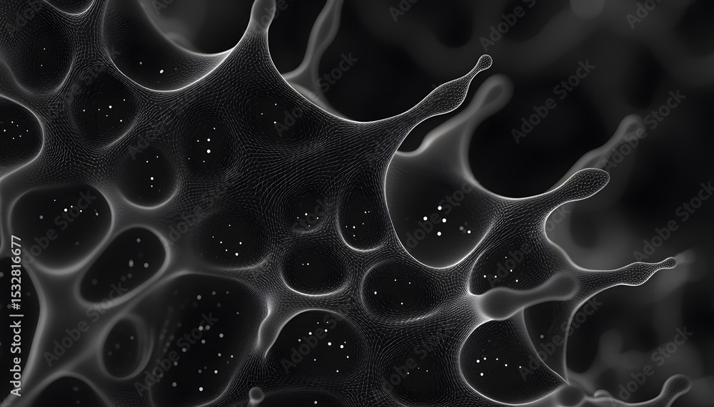 Poster abstract digital image of a complex, organic structure.