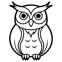 Owl Outline line art vector
