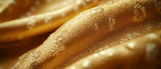 Luxurious Golden Brocade Fabric Texture