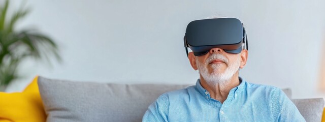 Senior Man Using Wearable Technology at Home