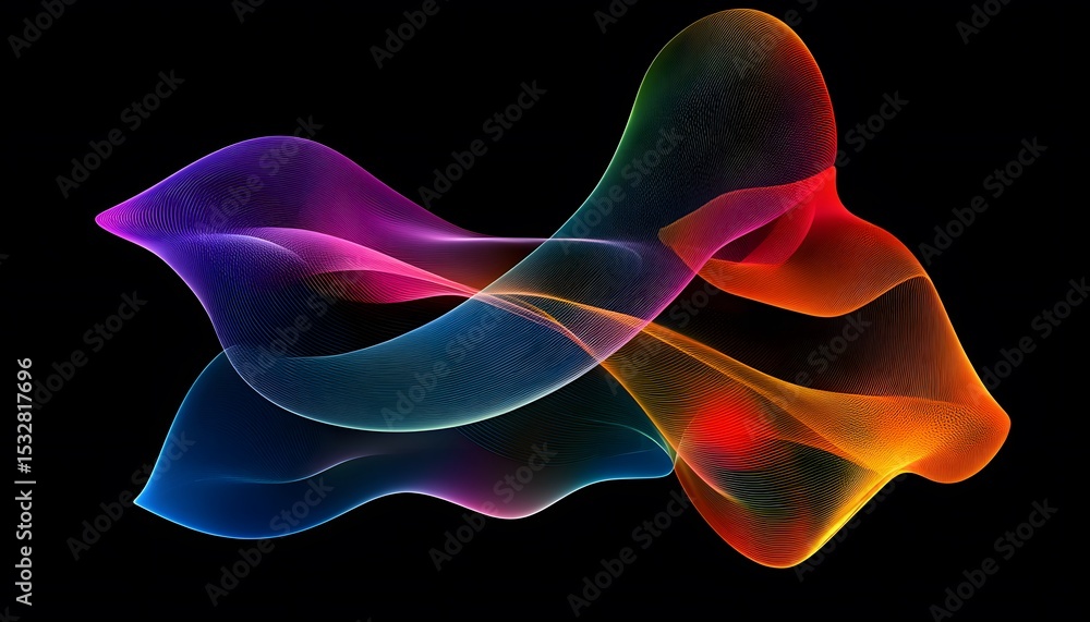 Poster abstract design with flowing lines of vibrant colors.