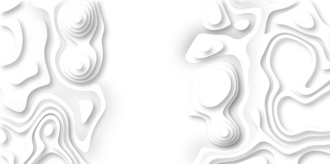 Fototapeta premium Modern white wavy vector background. Abstract luxury modern background realistic papercut decoration textured with wavy layers 3d topography relief vector design Contour maps. curved layers. 