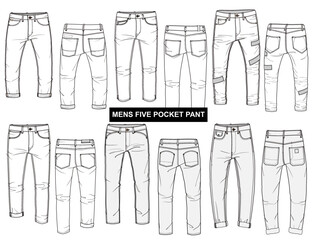 Apparel CAD Drawings - Pants and Jeans Silhouettes