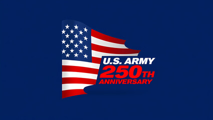 250th U.S. Army Anniversary Commemorative Design with American Flag and Historic Parchment Background, Generative AI