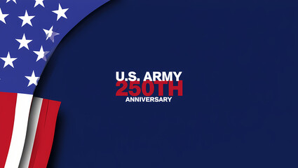 250th U.S. Army Anniversary Commemorative Design with American Flag and Historic Parchment Background, Generative AI