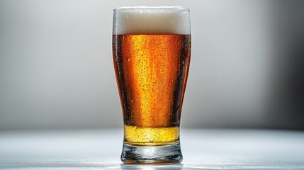 Cold Beer in a Pint Glass with Condensation