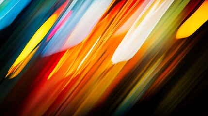 Dynamic Abstract with Vibrant Diagonal Lines and Light Trails in Motion