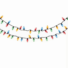 Naklejka premium Colorful Christmas lights hanging on black wire string 