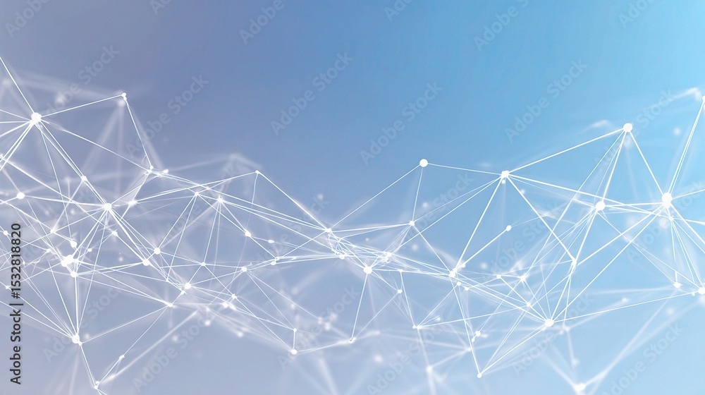 Aufkleber abstract vector network of lines and nodes on light blue background