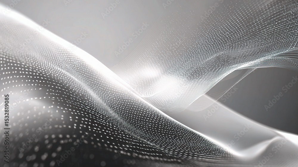 Poster abstract grey technology background with dynamic network waves