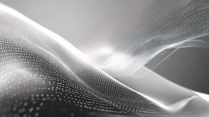 Abstract Grey Technology Background with Dynamic Network Waves