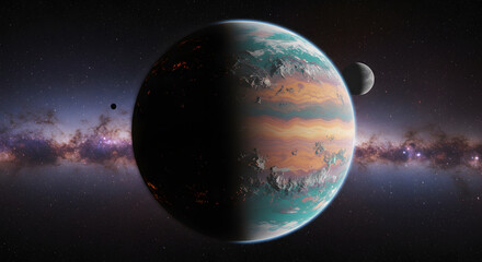 Fototapeta premium Planet. Exoplanet. High-Detailed Exoplanet. High-Detailed Planet. Planet on the Universe. Exoplanet on the Universe.