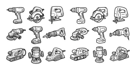 Fototapeta premium Hand-Drawn Power Tools