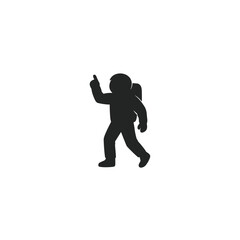 Silhouette of astronaut pointing upwards exploring outer space adventure