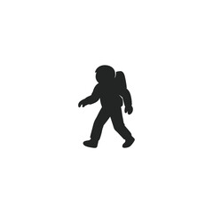 Silhouette of walking astronaut isolated on white background future exploration concept