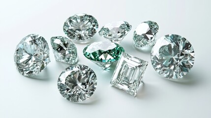 A luxurious arrangement of diamonds in various cuts