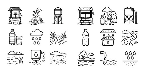 Drinking Water Icons