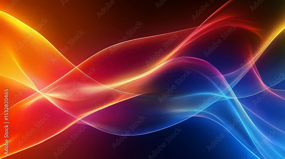 Poster abstract flowing waves design with a vibrant color gradient and smooth curves