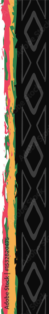 Aufkleber flat abstract design is showing colorful strokes and black diamond pattern on transparent canvas