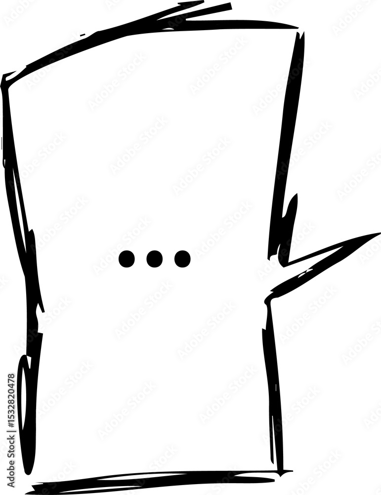 Aufkleber flat speech bubble is floating on transparent background, showing brushstroke outline and ellipsis