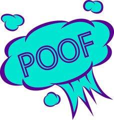 Flat cartoon explosion is popping on transparent background with POOF text and small puffs