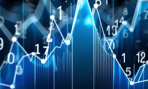 Abstract blue graph showing data growth and market trends
