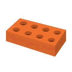 Isometric Red Brick with Holes Vector Illustration. This vector illustration features a realistic isometric view of a standard red clay brick with eight round holes on its top surface.