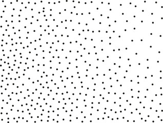 Random polka dots on white background. Elegant black circles. Vector isolated. Black dots. Fashion design. Vector business template. Decoration element. Dotted pattern.