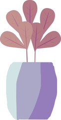 Flat design showing potted plant with pastel heart leaves and banded pot on transparent background