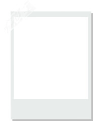 White Polaroid frame is floating in flat with taped corner on transparent background, copy space