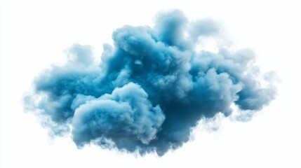 A surreal blue cloud with dynamic swirls and soft edges against a clean white background