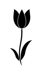 Obraz premium Black and white tulip flower silhouette vector illustration for spring nature design silhouette icon on white background