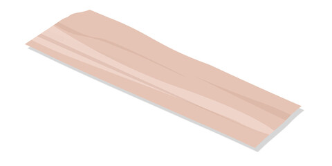 Flat design wooden plank is showing grain patterns with beveled edges on transparent background