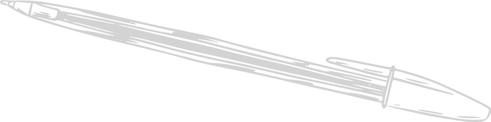 Monochrome rapier illustration is showing slender blade with minimal guard, transparent background