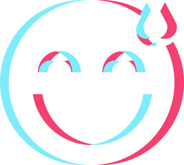 Fototapeta premium Abstract face icon is showing flat glitch-style cyan magenta shadows on transparent background