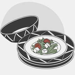vector illustration of a plate with vegetables