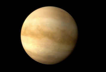 Planet Venus in phase orbiting in space.