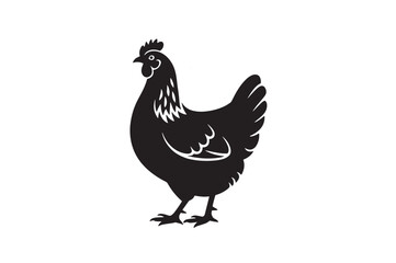 Illustration of silhouette of a hen, isolated on white background