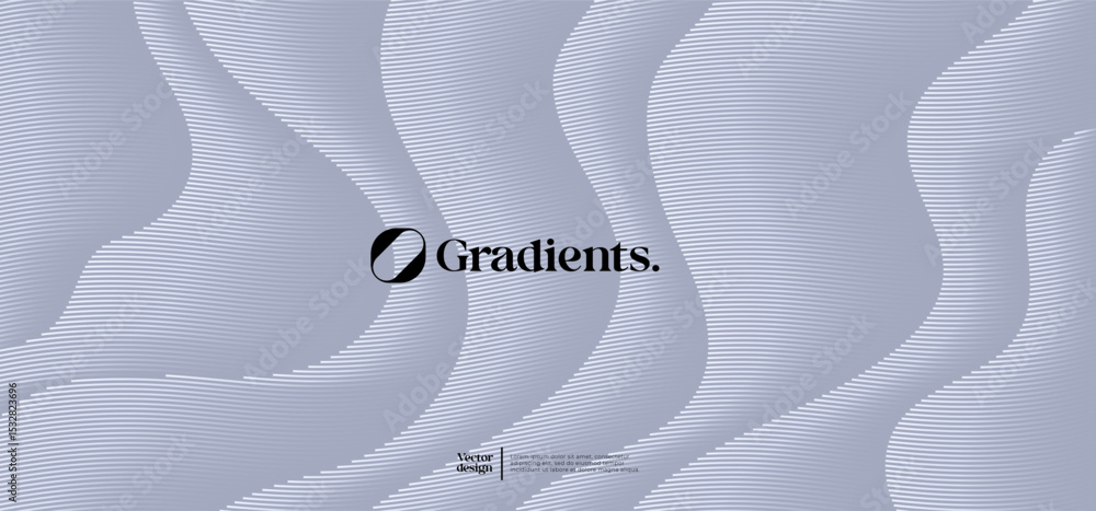 Poster wavy linear pattern with gradient colors. vector futuristic background.