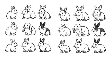 Rabbit Breeds Line Art