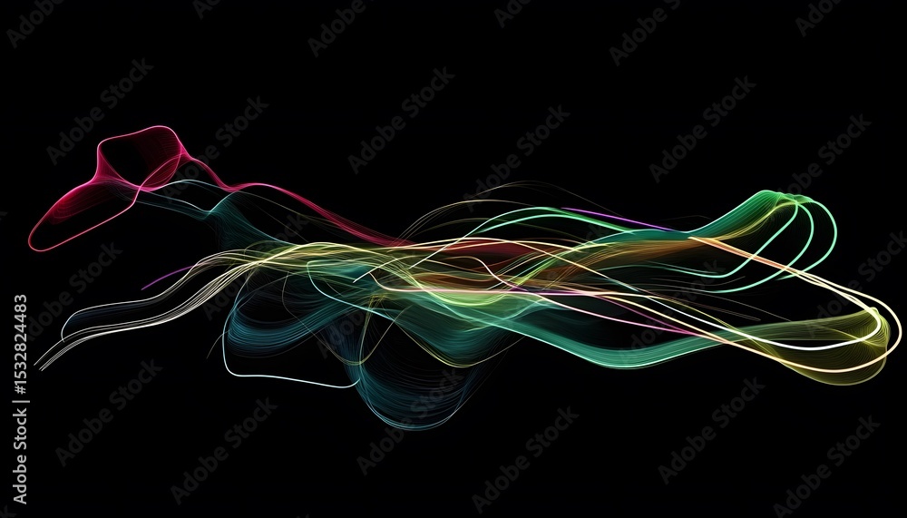 Poster colorful, flowing lines create a dynamic abstract design.