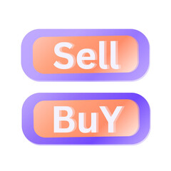 3D buy and  sell buttons with vibrant orange and purple design