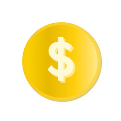 A 3d golden coin with dollar sign on transparent background 