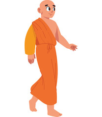 Spiritual Journey: A serene Buddhist monk, radiating tranquility in his saffron robes, embarks on a path of introspection and devotion. His presence evokes peace and the beauty of simplicity.