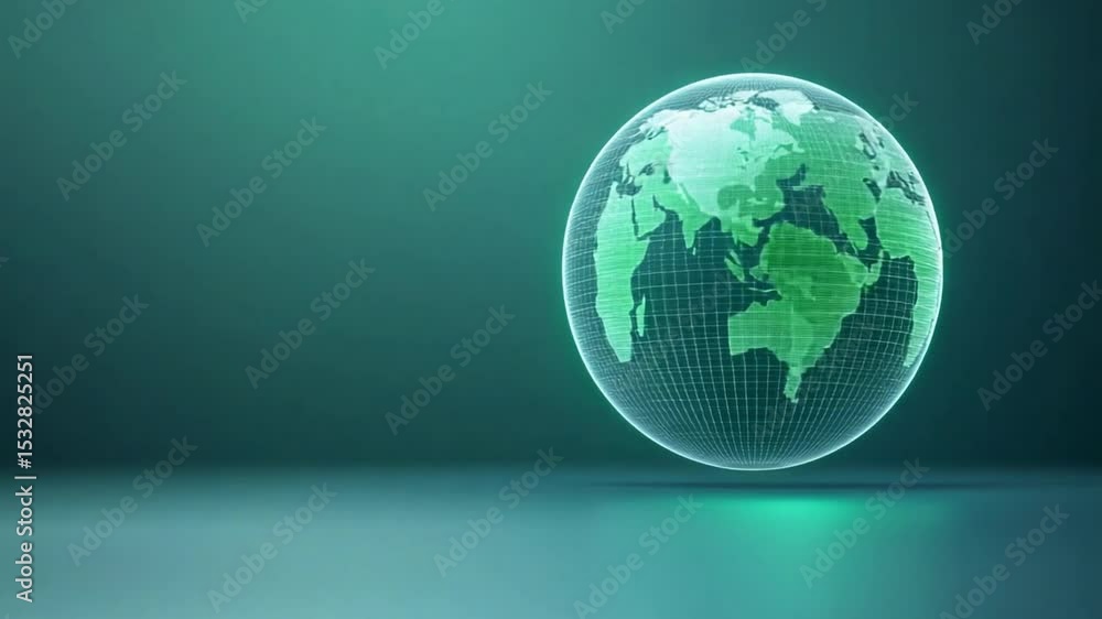 Aufkleber global connection: a luminous wireframe globe, elegantly rendered in a futuristic aesthetic, symboli