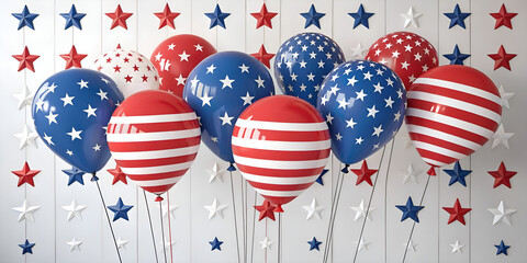 Obraz premium fourth of july landscape balloons in USA independence day 
